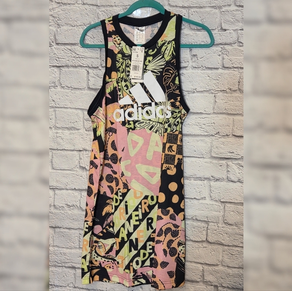 SOLD🔥Adidas x Farm Rio Cotton Print Tank Dress - Picture 4 of 11